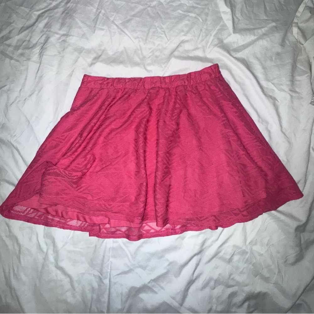 Elegant Pink Lace Skater Skirt